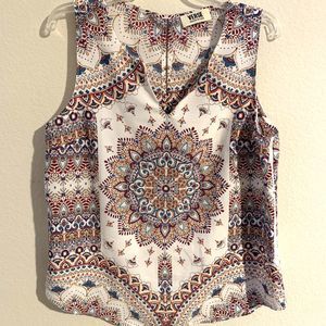 Verse Tank Top Women's Medium Mandala Boho Split-neck